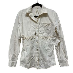 Vtg Women’s Medium Banjo Dallas TX Long Sleeve Button 100% Cotton Western Shirt